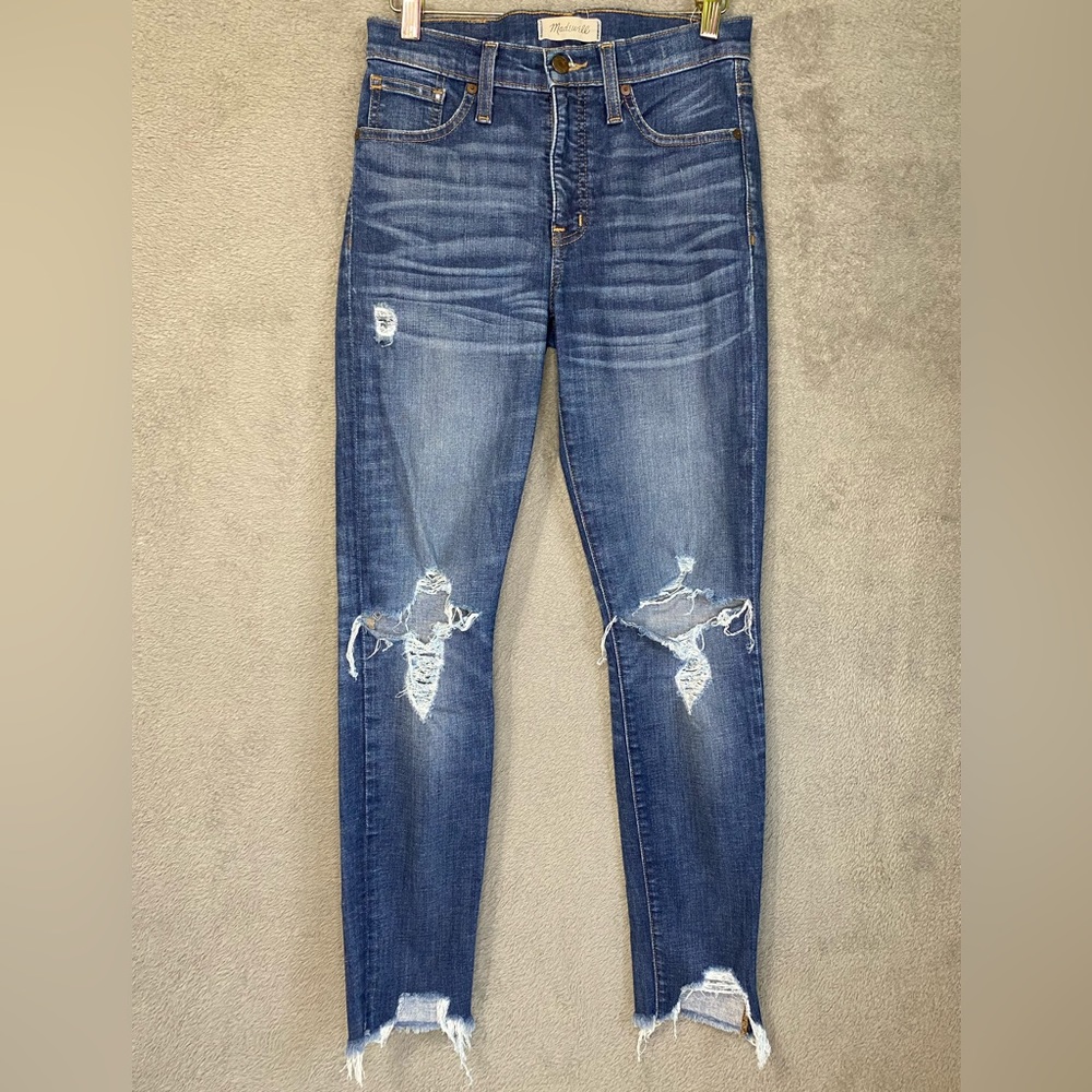 Madewell 9” High-Rise Skinny Jeans Sz 26 Rip Distress Medium Wash